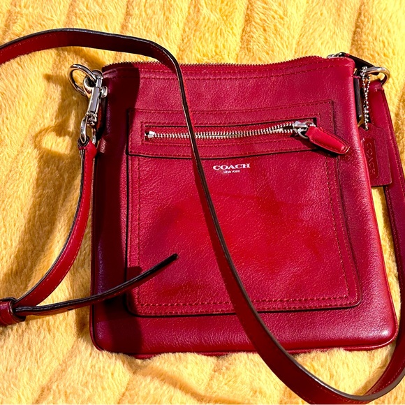Coach | Bags | Coach Crossbody Gorgeous Cranberry Leather Euc | Poshmark